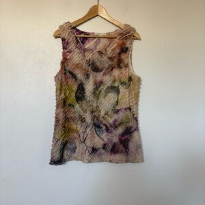 Coldwater Creek Botanical Ephemeral Whimsi Dusty Floral Textured Blouse Large